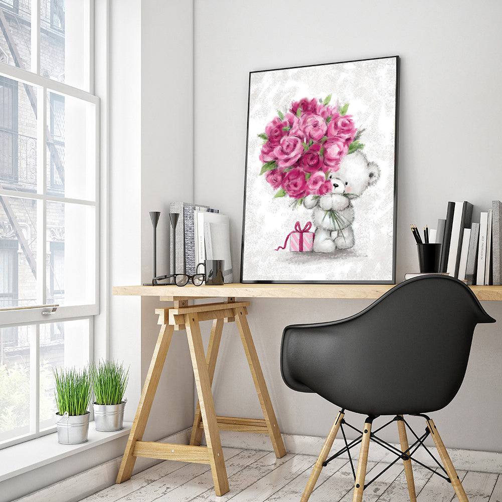 Bouquet Bear - Full Round Drill Diamond Painting 30*40CM