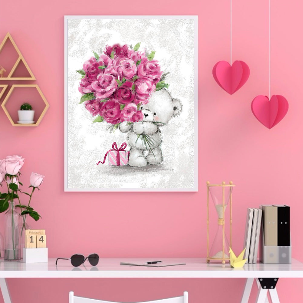 Bouquet Bear - Full Round Drill Diamond Painting 30*40CM