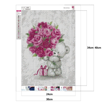 Bouquet Bear - Full Round Drill Diamond Painting 30*40CM