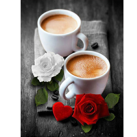 Rose Coffee - Full Round Drill Diamond Painting 30*40CM