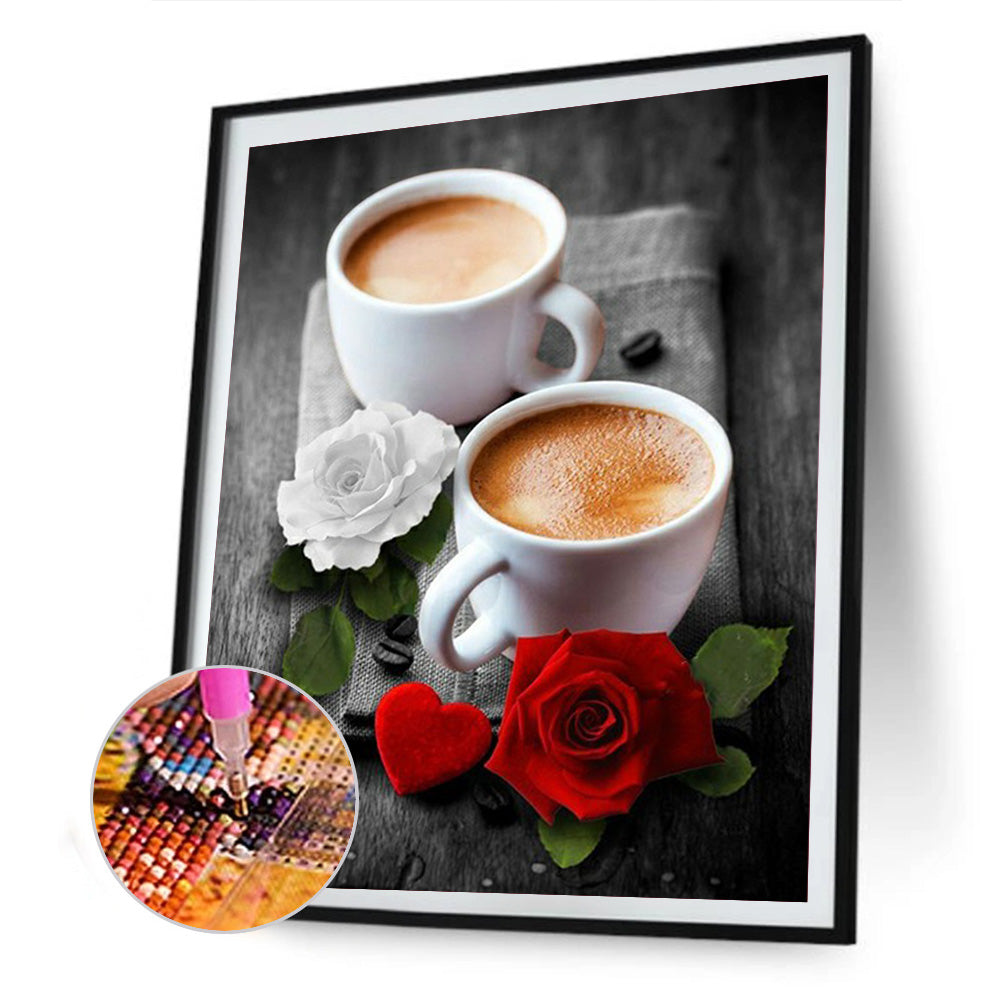 Rose Coffee - Full Round Drill Diamond Painting 30*40CM