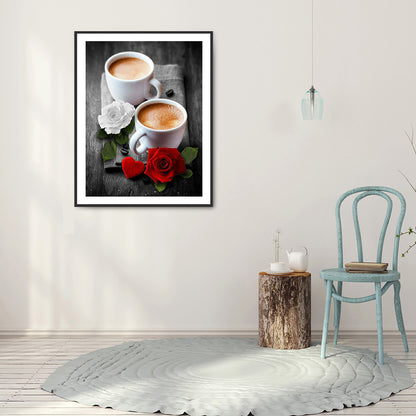 Rose Coffee - Full Round Drill Diamond Painting 30*40CM