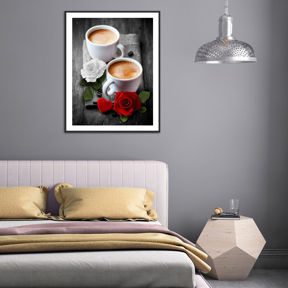 Rose Coffee - Full Round Drill Diamond Painting 30*40CM