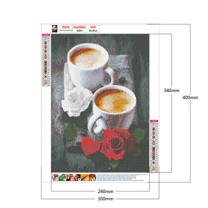 Rose Coffee - Full Round Drill Diamond Painting 30*40CM