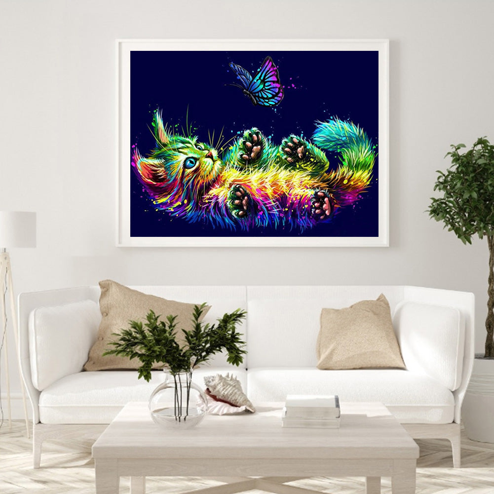 Cat Colorful - Full Round Drill Diamond Painting 50*40CM