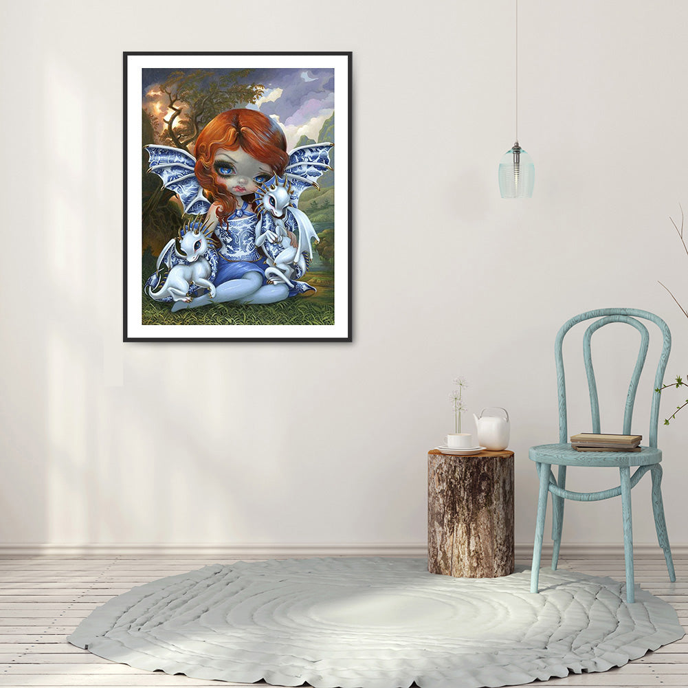 Cartoon Girl - Full Round Drill Diamond Painting 30*40CM