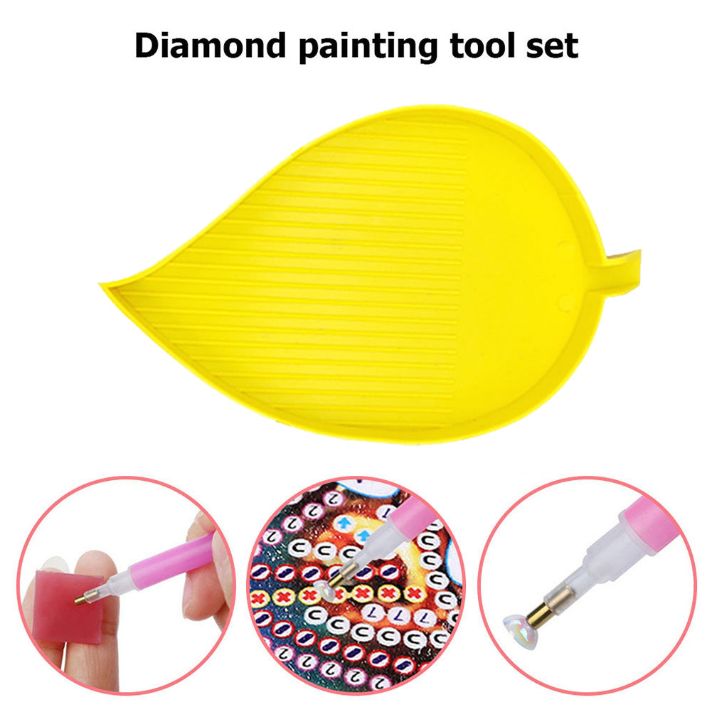 2x Diamond Painting Tray Leaf-shaped Rhinestone Drill Plate DIY Craft Tools