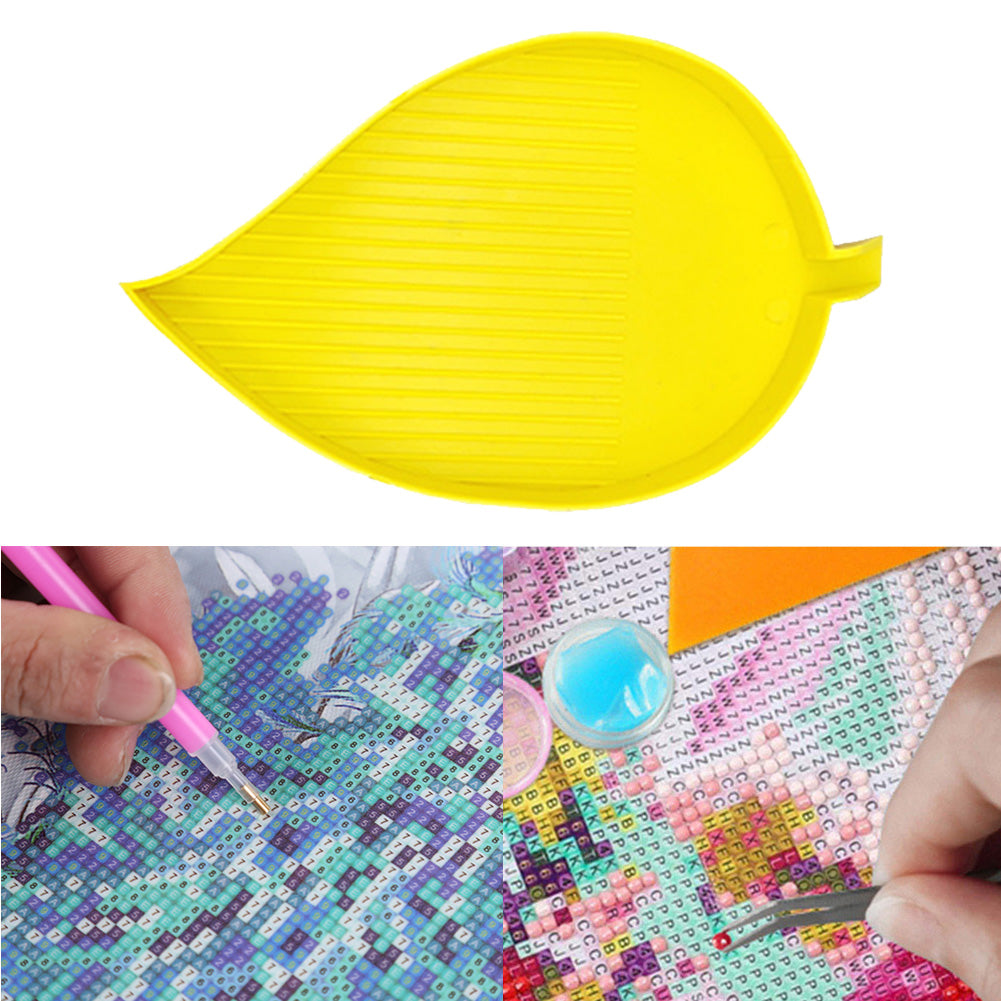 2x Diamond Painting Tray Leaf-shaped Rhinestone Drill Plate DIY Craft Tools