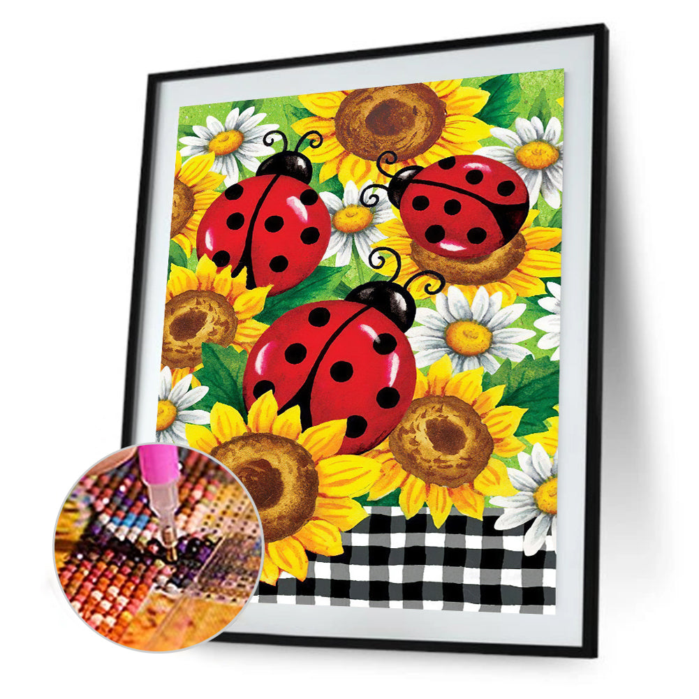 Sunflower Ladybug - Full Round Drill Diamond Painting 30*40CM