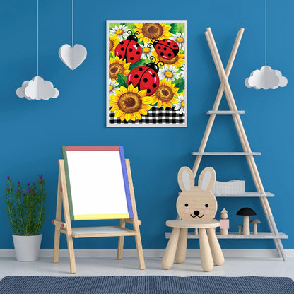 Sunflower Ladybug - Full Round Drill Diamond Painting 30*40CM