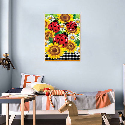 Sunflower Ladybug - Full Round Drill Diamond Painting 30*40CM