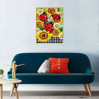 Sunflower Ladybug - Full Round Drill Diamond Painting 30*40CM