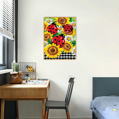 Sunflower Ladybug - Full Round Drill Diamond Painting 30*40CM