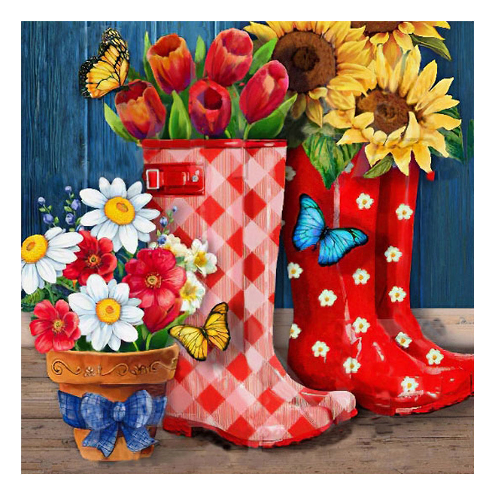 Boots Sunflower - Full Round Drill Diamond Painting 30*30CM