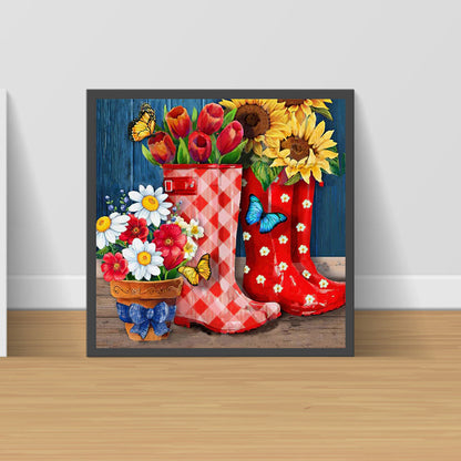 Boots Sunflower - Full Round Drill Diamond Painting 30*30CM