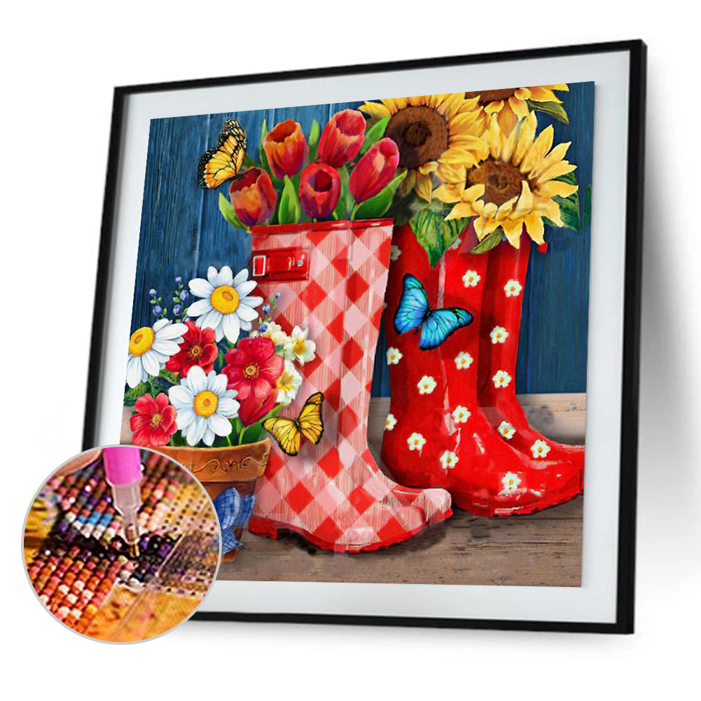 Boots Sunflower - Full Round Drill Diamond Painting 30*30CM