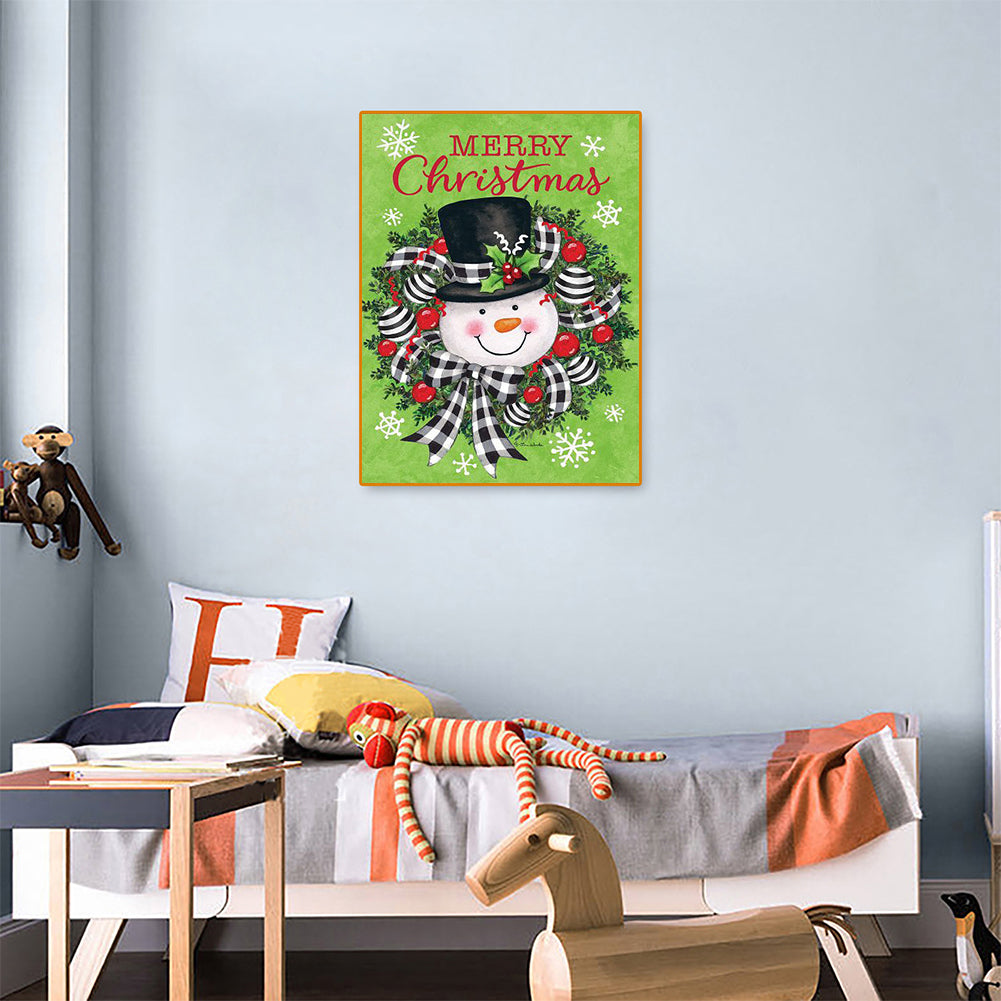 Snowman Wreath - Full Round Drill Diamond Painting 30*40CM