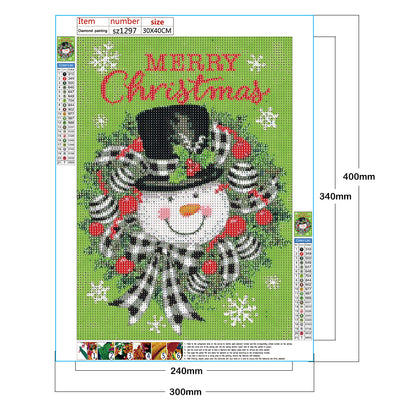 Snowman Wreath - Full Round Drill Diamond Painting 30*40CM