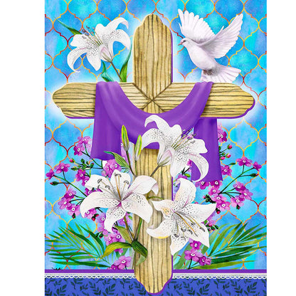 Lily Cross - Full Round Drill Diamond Painting 30*40CM