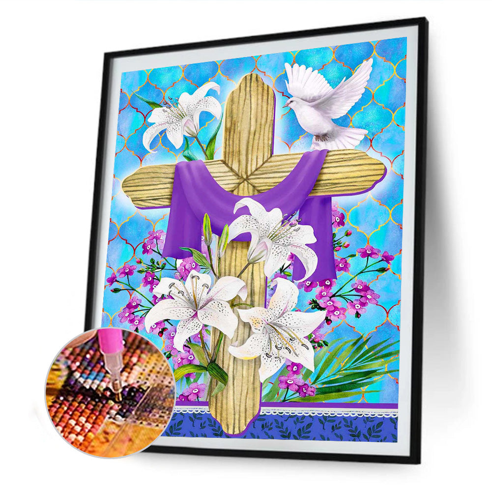 Lily Cross - Full Round Drill Diamond Painting 30*40CM