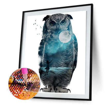 Moon Owl - Full Square Drill Diamond Painting 40*50CM