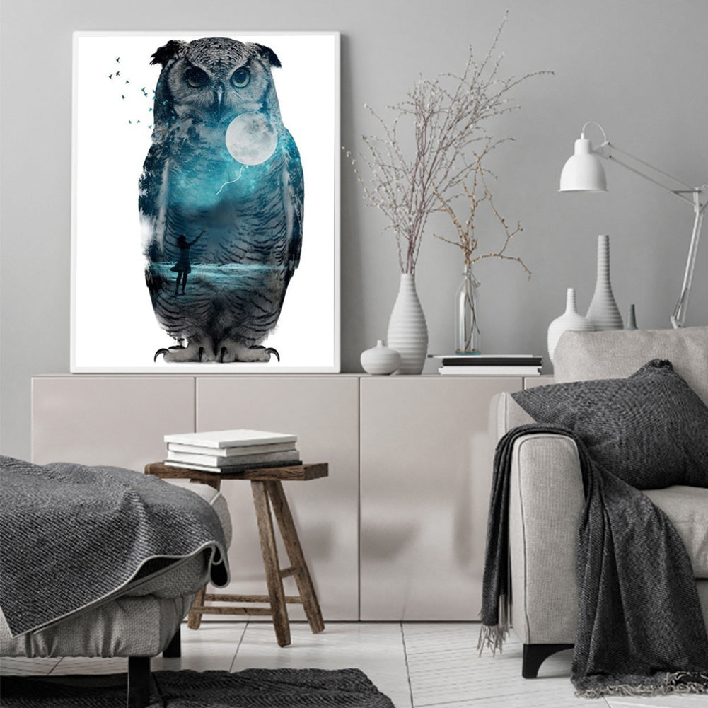 Moon Owl - Full Square Drill Diamond Painting 40*50CM