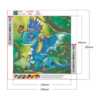 Cartoon Dragon - Full Round Drill Diamond Painting 30*30CM