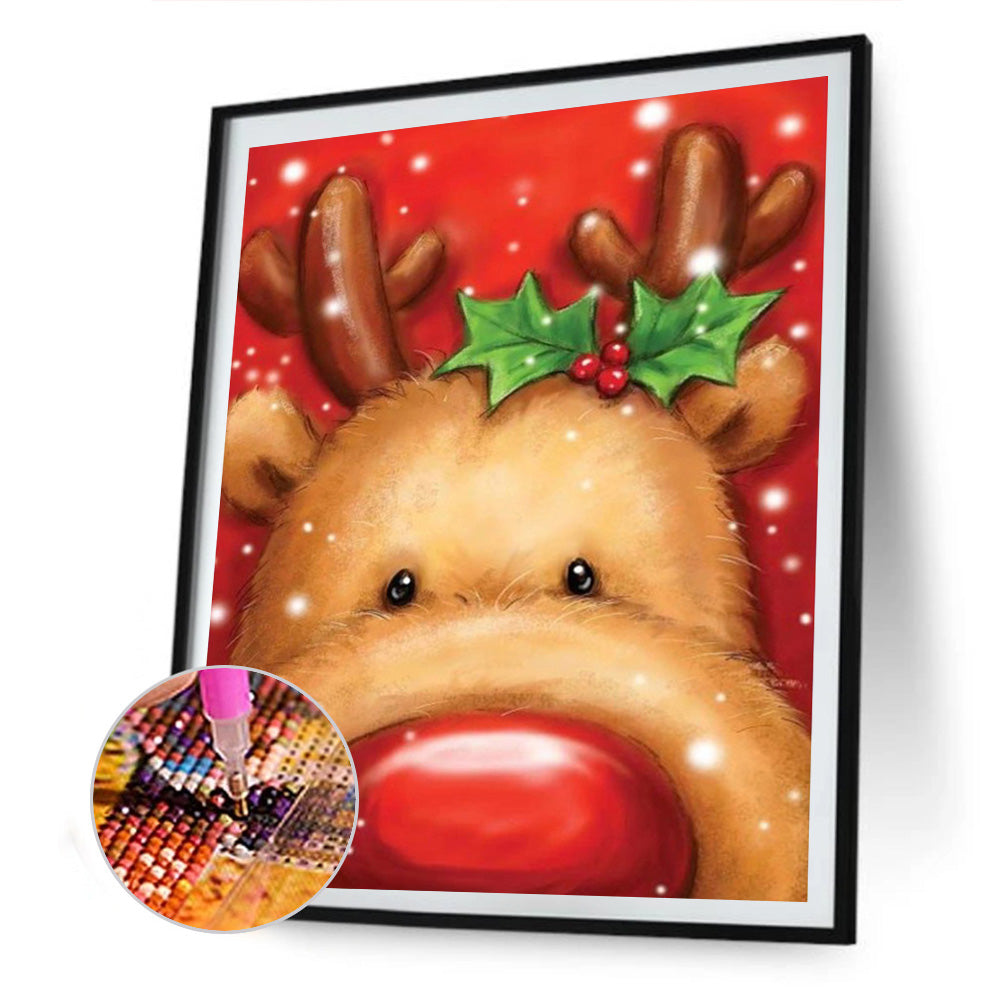 Christmas Elk - Full Round Drill Diamond Painting 30*40CM