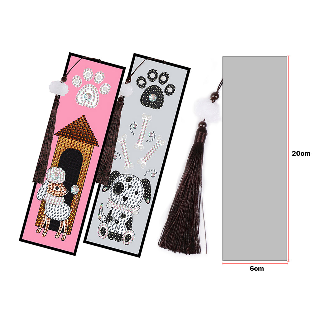 2pcs Creative DIY Diamond Painting Bookmark Special Leather Tassel Tags Art