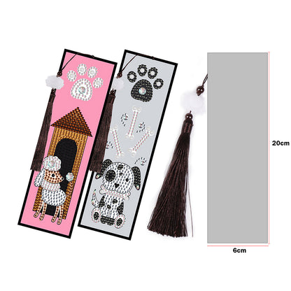 2pcs Creative DIY Diamond Painting Bookmark Special Leather Tassel Tags Art