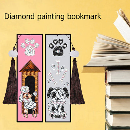 2pcs Creative DIY Diamond Painting Bookmark Special Leather Tassel Tags Art