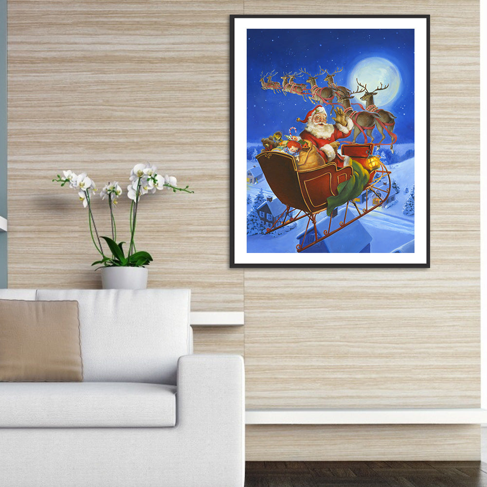 Santa Sleigh - Full Round Drill Diamond Painting 30*40CM