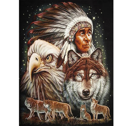 Indians - Full Round Drill Diamond Painting 30*40CM