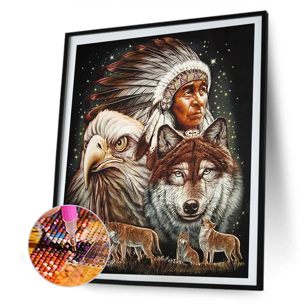 Indians - Full Round Drill Diamond Painting 30*40CM