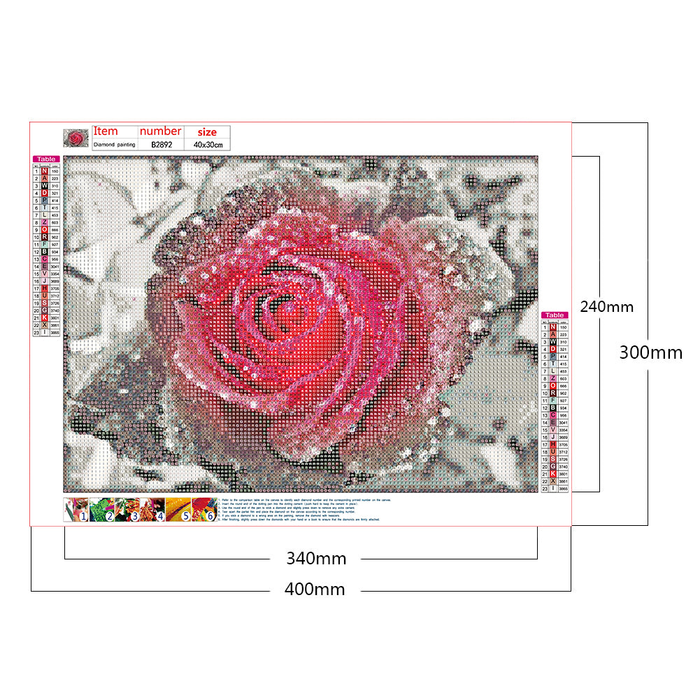 Rose Flower - Full Round Drill Diamond Painting 40*30CM