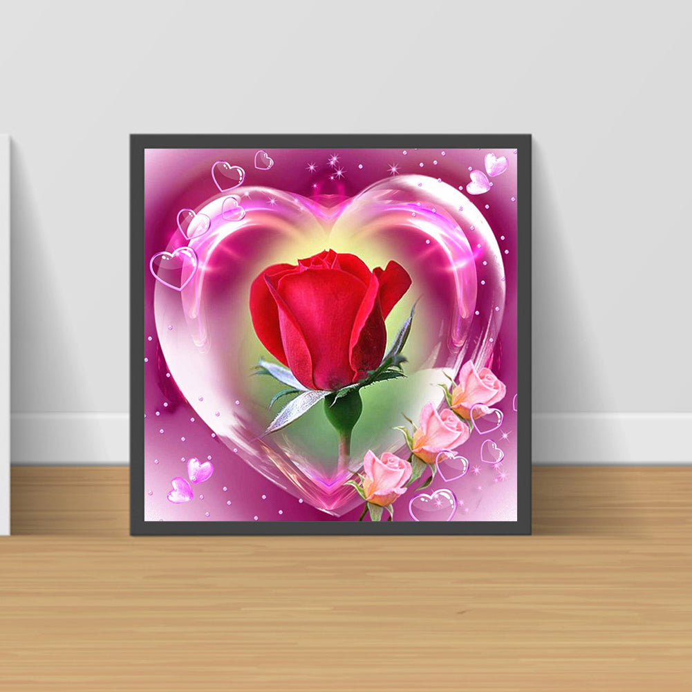 Heart Rose - Full Square Drill Diamond Painting 30*30CM