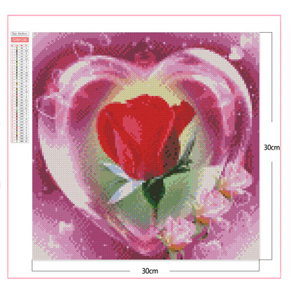 Heart Rose - Full Square Drill Diamond Painting 30*30CM