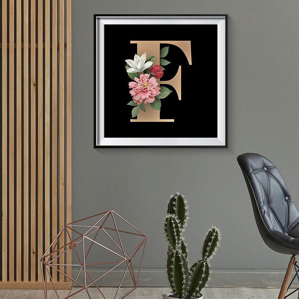Flower Letter - Full Round Drill Diamond Painting 30*30CM