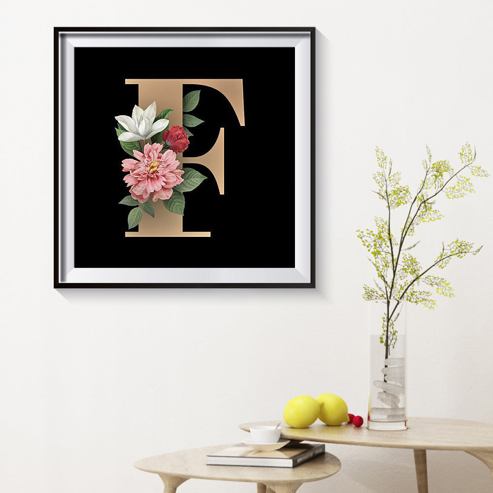 Flower Letter - Full Round Drill Diamond Painting 30*30CM