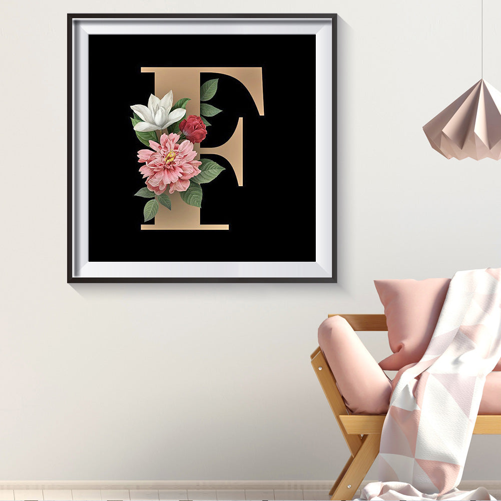 Flower Letter - Full Round Drill Diamond Painting 30*30CM