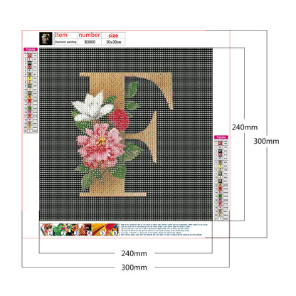 Flower Letter - Full Round Drill Diamond Painting 30*30CM