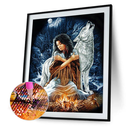 Wolf Women - Full Square Drill Diamond Painting 30*40CM