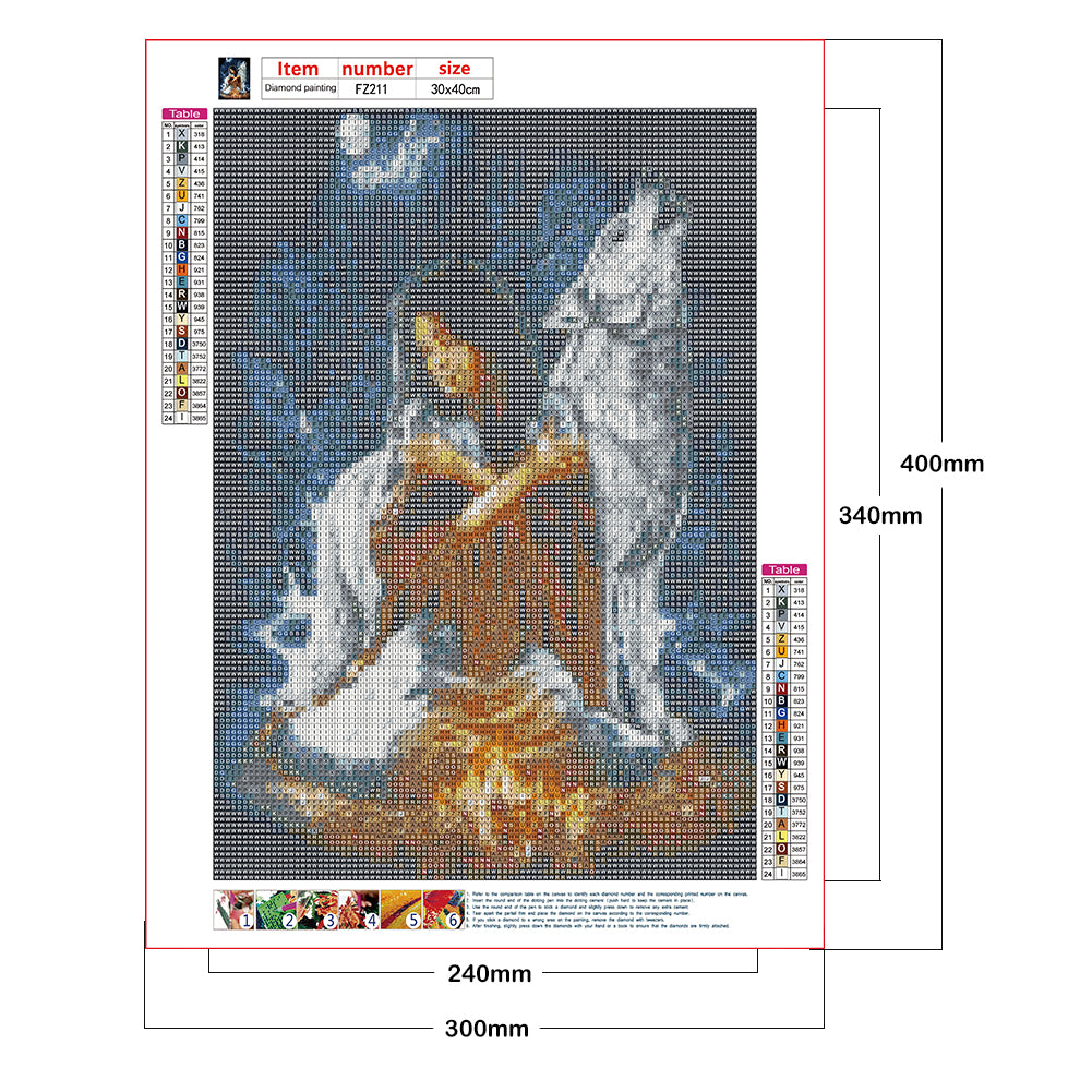 Wolf Women - Full Square Drill Diamond Painting 30*40CM