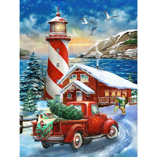 Car Lighthouse - Full Round Drill Diamond Painting 30*40CM