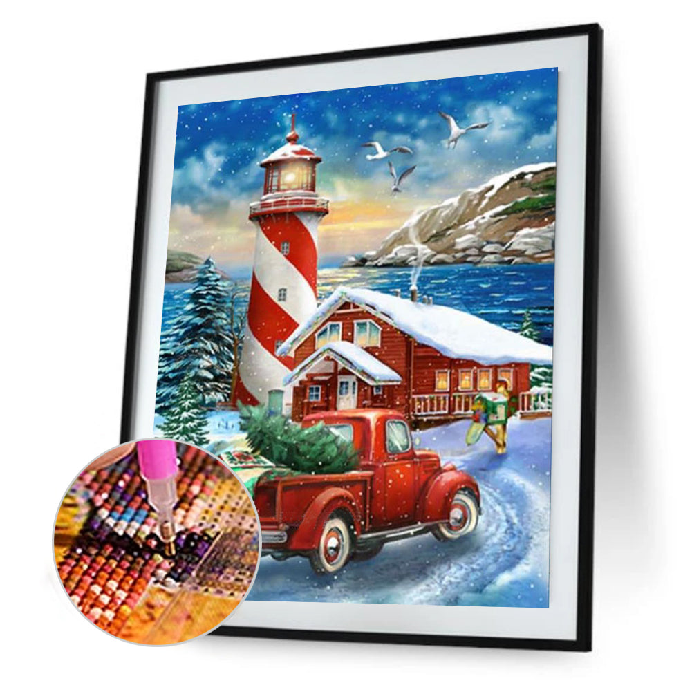 Car Lighthouse - Full Round Drill Diamond Painting 30*40CM