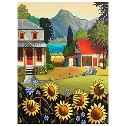 Sunflower House - Full Square Drill Diamond Painting 30*40CM