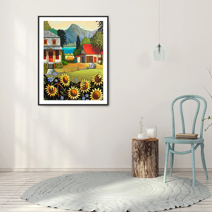 Sunflower House - Full Square Drill Diamond Painting 30*40CM