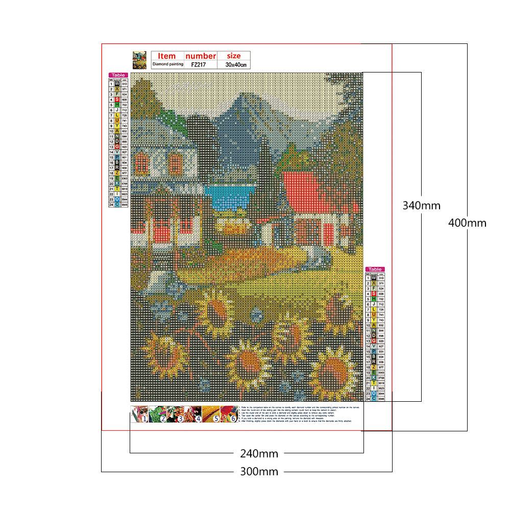 Sunflower House - Full Square Drill Diamond Painting 30*40CM