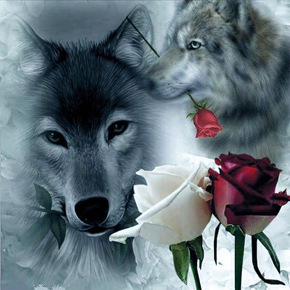 Wolf Rose - Full Round Drill Diamond Painting 50*50CM