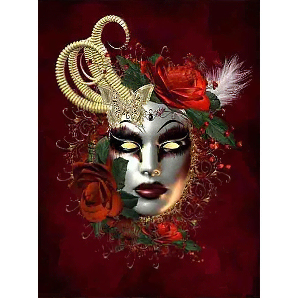 Flower Mask - Full Round Drill Diamond Painting 30*40CM